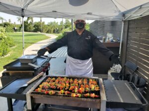 grilling chicken kabobs for wedding appetizers